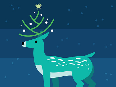 Christmas Deer christmas christmas tree deer digital illustration lights snow tree vector