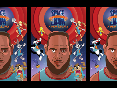 Space Jam: A New Legacy basketball cartoon digital illustration lebron looney looney tunes movie nba poster space space jam sports vector