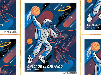 Orlando Magic Poster Series astronaut basketball digital illustration magic nba orlando orlando magic planets poster space sports vector