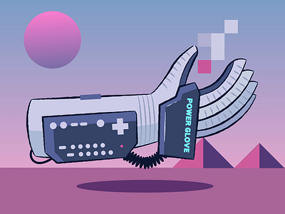 Power Glove 8 bit 80s 90s animation controller digital game glove illustration nintendo power glove retro vector video games