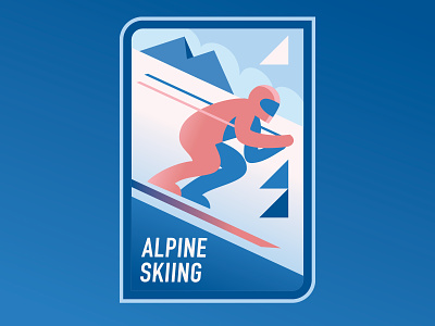 Alpine Skiing Badge badge design digital illustration mountain olympics ski skiing sports vector winter winter olympics