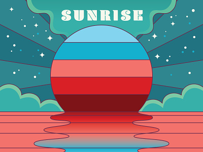 Sunrise design digital illustration morning night poem poetry stars sun sunrise vector