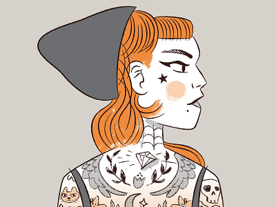 DTIYS design digital dtiys dtiys challenge girl headshot illustration portrait red hair skater girl ski cap tattoo tattooed vector woman