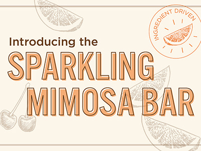 Sparkling Mimosa sign fruit illustration sign
