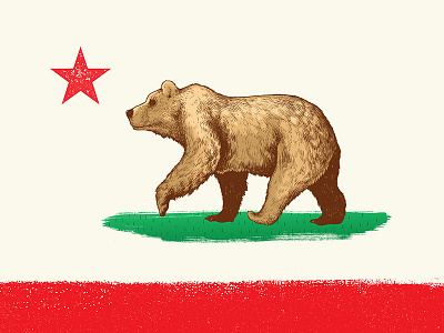 California Republic animals bear california digital flag illustration print