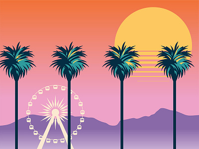 Golden Hour california coachella illustration mountains vector