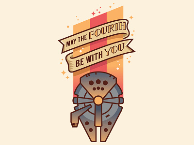May the Fourth be with You fun millennium falcon print space star wars tattoo vector vintage