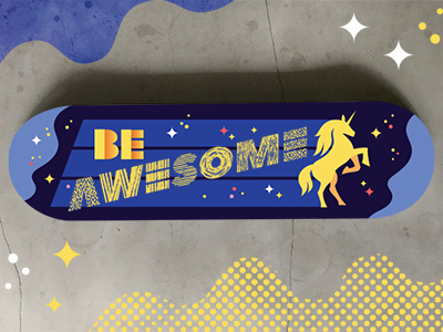 Skate Deck drawing illustration skate deck skateboard skating typography unicorn vector