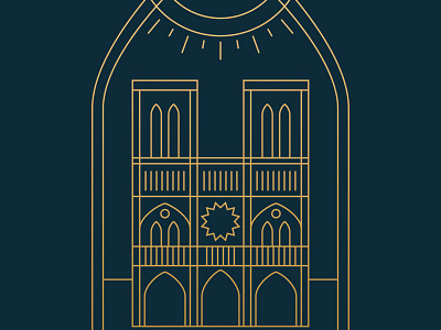 Notre Dame church design digital france illustration linework notre dame paris vector