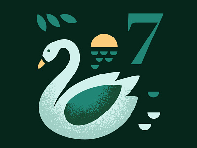Seven Swans A Swimming christmas christmas card digital holiday holidays illustration music song swan swan city swans vector