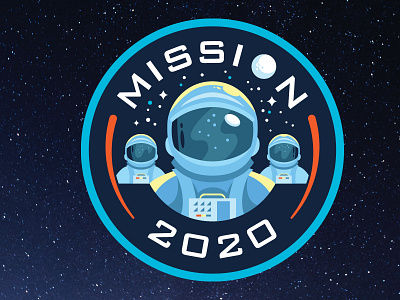 Mission 2020 2020 astronaut badge digital logo space stars vector
