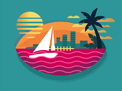 Miami digital florida football game illustration miami south beach sports super bowl vector