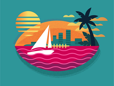 Miami digital florida football game illustration miami south beach sports super bowl vector