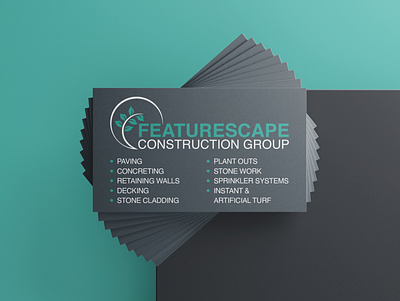 Featurescape Construction Group Branding & Collateral brand brand development branding business cards communications design construction company design graphic design landscaping company logo logo design print collateral print layout