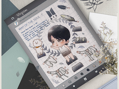 BTS Jin Inspired Paper Doll artwork bangtan bt21 bts caricature chibi children childrenillustration cute fanart fashion illustration jin kid kpop paper doll papercraft paperdoll photoshop procreate