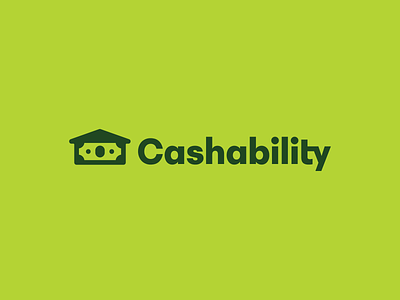 Cashability brand design branding cash dollar house logo