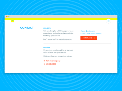 Echo Contact Page bright echo typography website