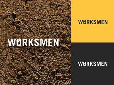 Worksmen mark logo masculine shovel trade gothic worker yellow