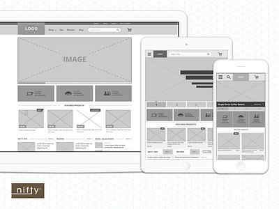 Nifty Home Products Wireframes