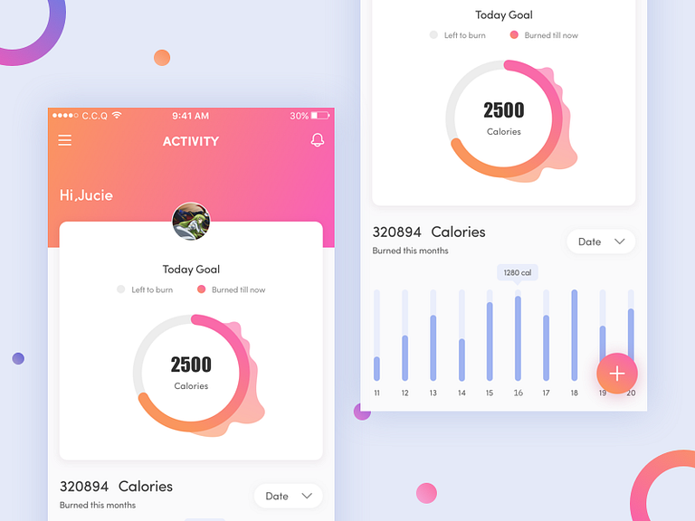 Fitness App UI by c.c.q on Dribbble