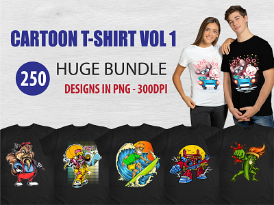Cartoon T-shirt Designs - Huge Bundle