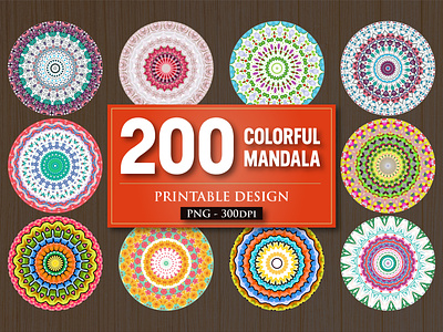 200 Colorful Mandalas Patterns Vol 1 character design