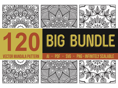 120 Vector Mandala Pattern Bundle character design