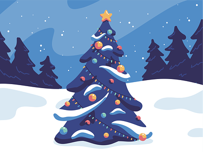 Christmas Tree christmas christmas tree illustration illustrator snow winter