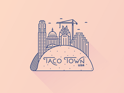 Taco Town austin illustration skyline taco texas