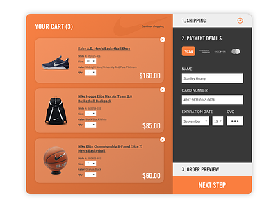 Daily UI #002 - Credit Card Checkout card checkout credit credit card daily ui ecommerce nike shop shopping ui ux