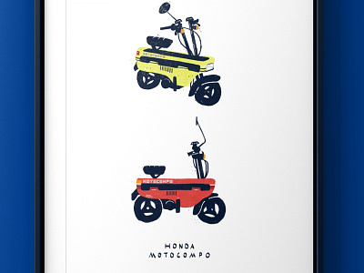 Motocompo Poster honda illustration japan moped motorcycle procreate scooter spot illustration