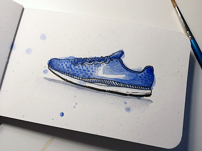 Nike Air Zoom Pegasus 34 lunchbreak shoes sketch watercolor