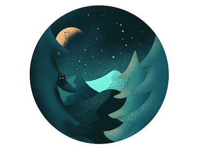 Moonlit Mountains drawing illustration ipad illustration moon mountains night procreate trees