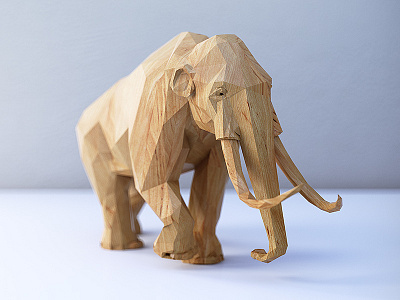 PolyWood Elephant animal elephant facets forest low poly lowpoly wood wooden
