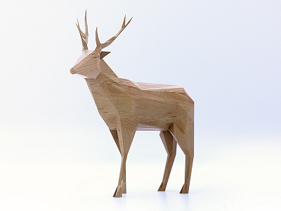 PolyWood Deer animal deer facets forest low poly lowpoly wood wooden
