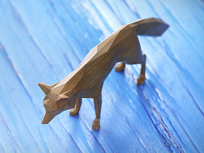 PolyWood Fox 03 animal deer facets forest fox low poly lowpoly wood wooden