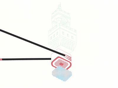 An illustration for Florence sushi dinners #3 advertising colour design dots florence graphic illustration italy monument sushi