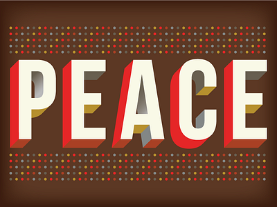 Peace christmas color extruded lettering peace typography