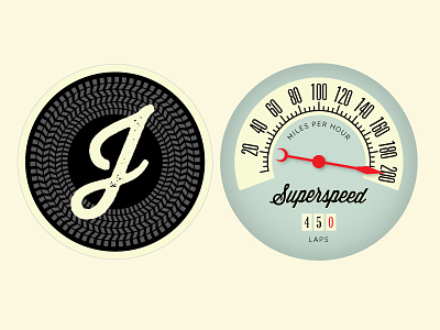 Speed Freak Bunting banner illustration initial minted odometer racing speedometer thirsty rough tire typography vintage wisdom script