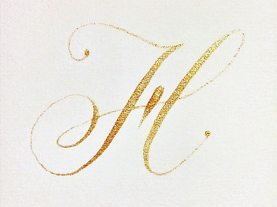 H calligraphy copperplate gold hand lettering modern calligraphy pointed pen watercolour