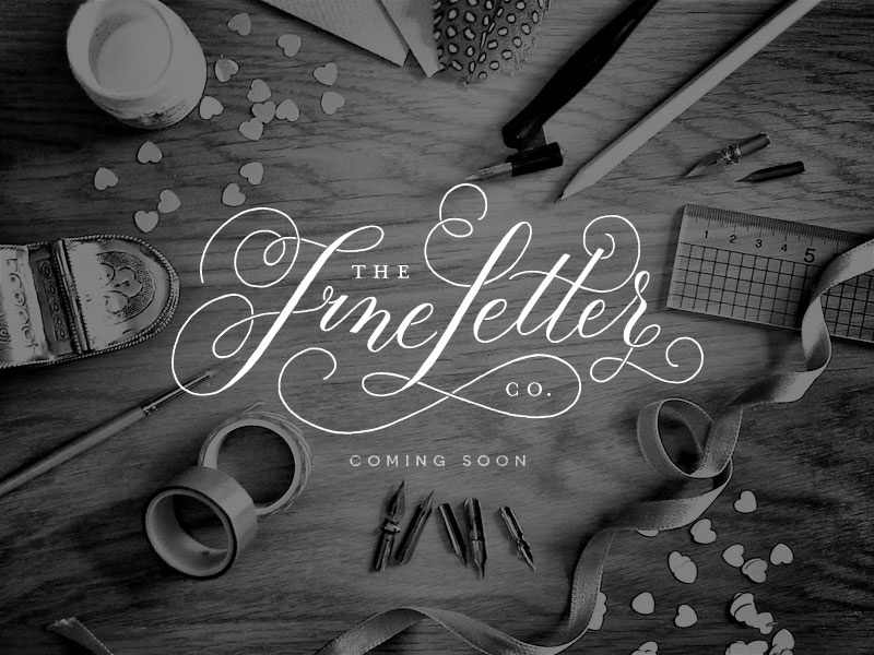 the fine letter co. handrawn black and white table top landing page the fine letter co. hand lettering modern calligraphy flourish photography website logo calligraphy