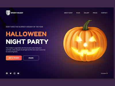 Halloween landing page ui web