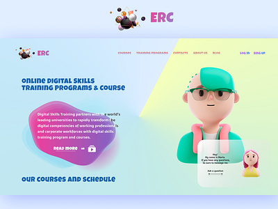 ERC COURSES UX|UI Web Design branding concept courses design digital training erc heroscreen illustration logo ui ux ux ui web design