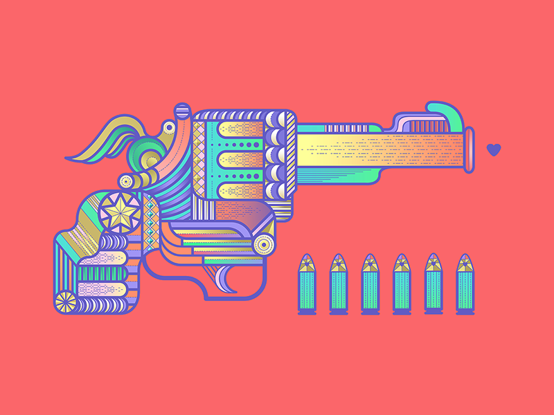 lo<3 gun digital heart illustration gun love