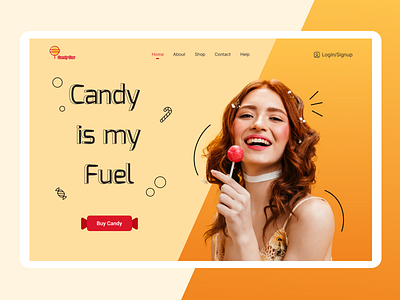 Candy shop branding heroheader ui uiux ux webdesign