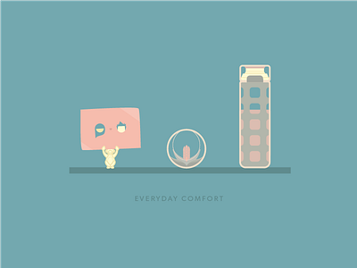 Everyday Comfort comfort desk icons illustration nostalgic pastels photos soft succulent water water bottle work life