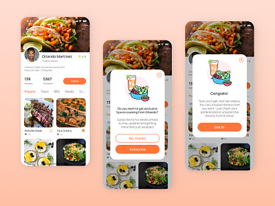 User's profile in cooking app app cooking app dailyui dailyui016 day 16 design overlay pop up ui uiux user profile
