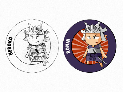 Heroku - Ronin badge character code icon japan ronin samurai school war warrior