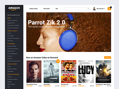 Amazon Redesign (Concept) amazon clean commerce concept ecommerce estore flat home interface redesign responsive website