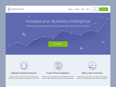 Seederboard Landing Page bigdata business charts data finance flat icons intelligence landing responsive seederboard website